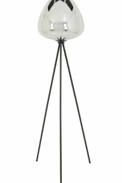 Light en Living Vloerlamp Ø42x146 cm MAYSON mat zwart+glas smoke