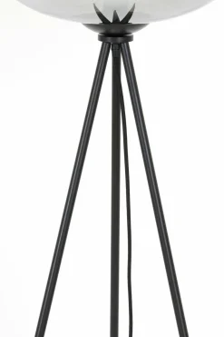 Light en Living Vloerlamp Ø42x146 cm MAYSON mat zwart+glas smoke