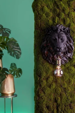 Light en Living Wandlamp 33,5x19x40,5 cm LION mat zwart