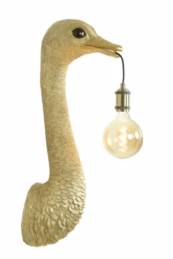 Light en Living Wandlamp Struisvogel goud of zwart - 2 maten