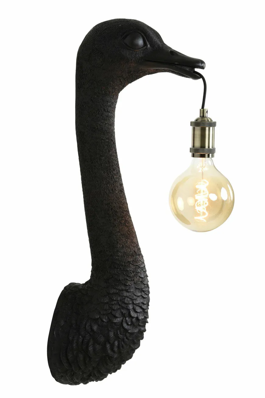Light en Living Wandlamp Struisvogel goud of zwart - 2 maten
