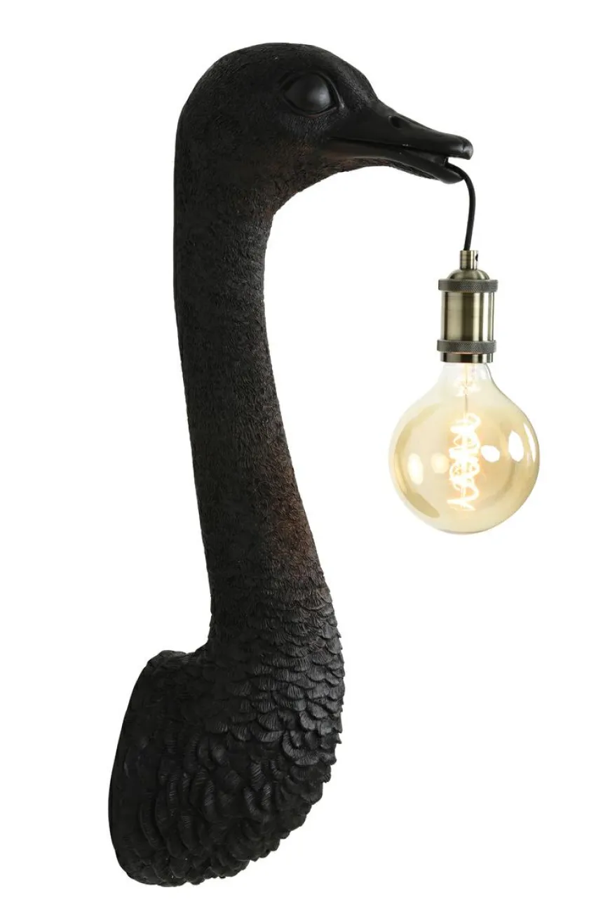 Light en Living Wandlamp Struisvogel goud of zwart - 2 maten