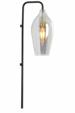 Light en Living Wandlamp 28x20x65 cm LUKARO glas smoke+mat zwart