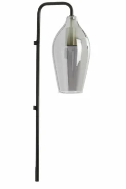 Light en Living Wandlamp 28x20x65 cm LUKARO glas smoke+mat zwart