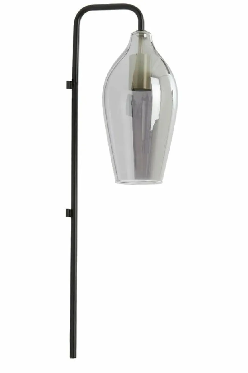 Light en Living Wandlamp 28x20x65 cm LUKARO glas smoke+mat zwart