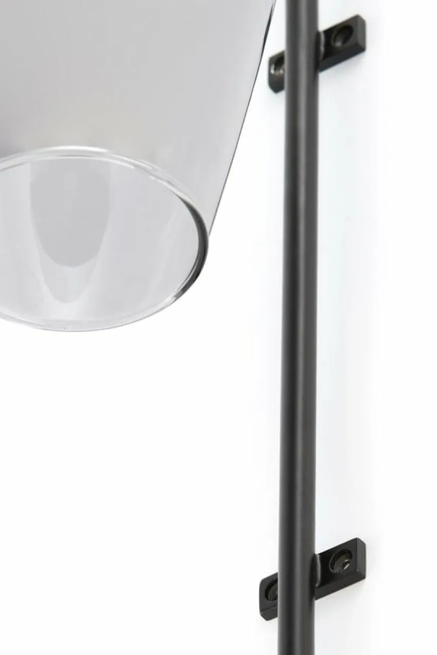 Light en Living Wandlamp 28x20x65 cm LUKARO glas smoke+mat zwart