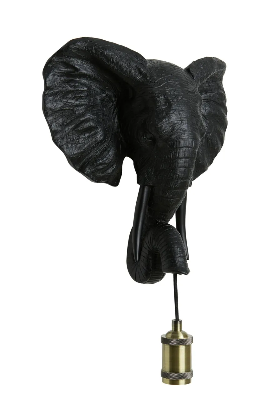 Light en Living Wandlamp 35x13x36 cm ELEPHANT mat zwart