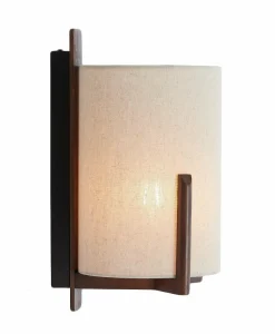 Light en Living Wandlamp 22X18X36 cm Litto donkerbruin+Linnen naturel
