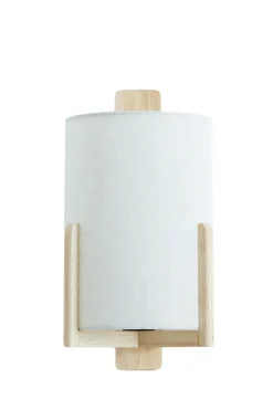 Light en Living Wandlamp 22X18X36 cm Litto naturel+Linnen wit