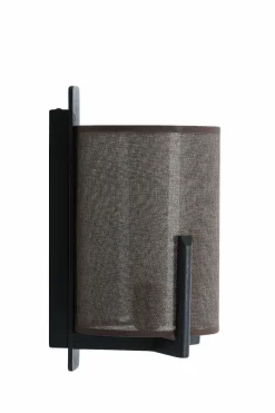 Light en Living Wandlamp 22X18X36 cm Litto zwart+Linnen donkerbruin
