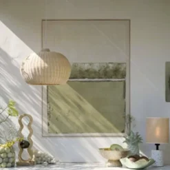 Light en Living Wandornament 90x3,5x120 cm MAREYA olijfgroen+crème