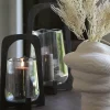 Light en Living Windlicht Ø26x48 cm ANOSY glas helder+hout mat donkerbruin