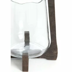 Light en Living Windlicht Ø26x48 cm ANOSY glas helder+hout mat donkerbruin