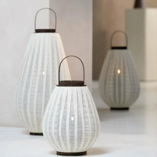 Light en Living Windlicht Ø36X55 cm DAZIO Linen Natural+donkerbruin hout