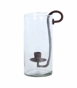 Light en Living Windlicht 17X13X28,5 cm DOLEGA glas helder+donkerbruin