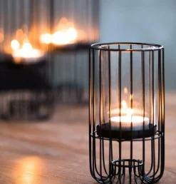 Light en Living Windlicht BRISLA mat zwart - 2 maten