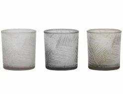 Light en Living Windlicht set van 3 SYLVER Glas Grijs, bruin en beige