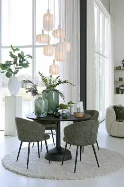 Light en Living Windlicht Ø22x30 Cm MINAS glas Rib helder+hout naturel