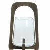 Light en Living Windlicht Ø18x26,5 cm ANOSY glas helder+hout mat d bruin
