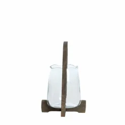 Light en Living Windlicht Ø18x26,5 cm ANOSY glas helder+hout mat d bruin
