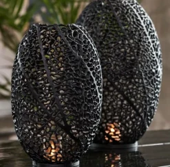 Light en Living Windlicht SINULA mat zwart - 2 maten