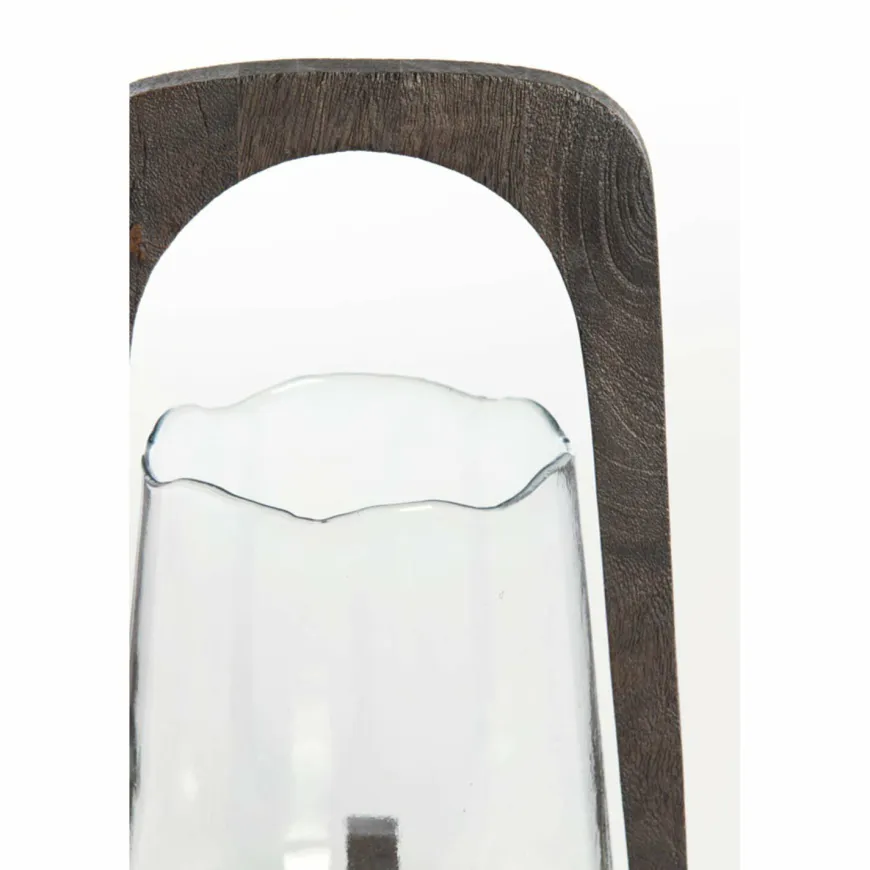Light en Living Windlicht Ø21,5x35 cm ANOSY glas helder+hout mat d bruin