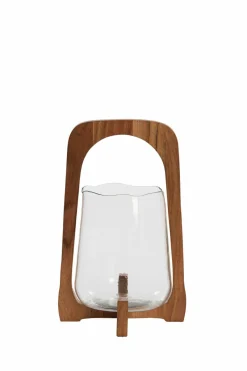Light en Living Windlicht Ø21,5x35 cm ANOSY glas helder+hout naturel