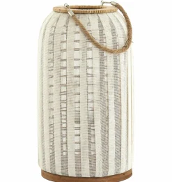 Light en Living Windlicht YLINA Ø26x47 cm – Linnen Naturel & Hout