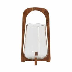Light en Living Windlicht Ø26x48 cm ANOSY glas helder+hout naturel