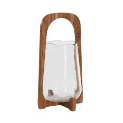 Light en Living Windlicht Ø26x48 cm ANOSY glas helder+hout naturel