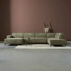Pepp Interiors Bank River U opstelling met chaise longue links in Majestic 607