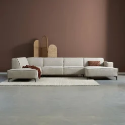 Pepp Interiors Bank River U opstelling met chaise longue rechts in Majestic 603