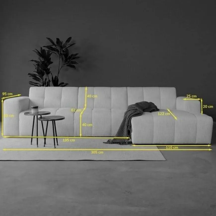 Pepp Interiors Bank Wave 2.5 zits met chaise longue rechts modesto 484