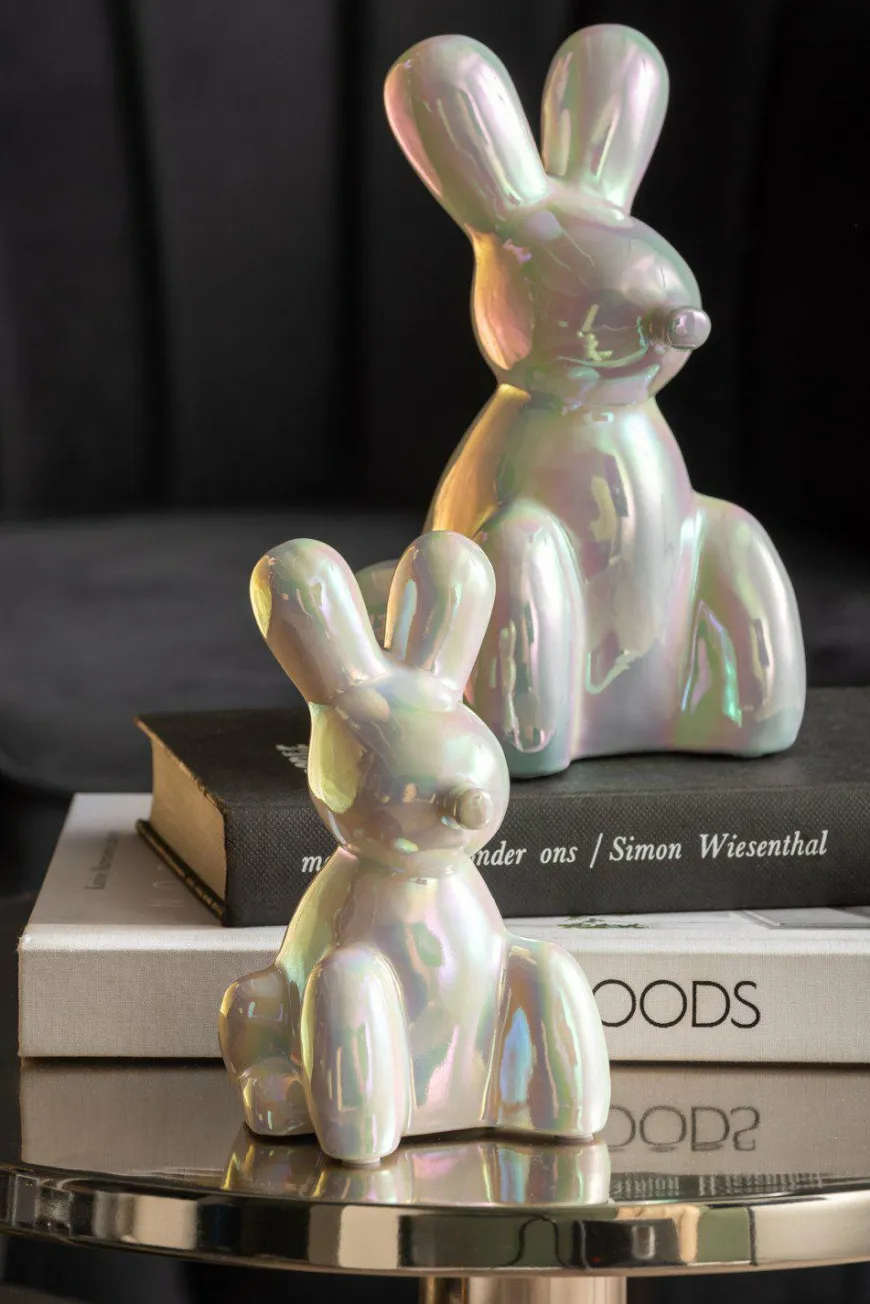 Present Time Ornament Balloon Bunny wit parelmoer groot