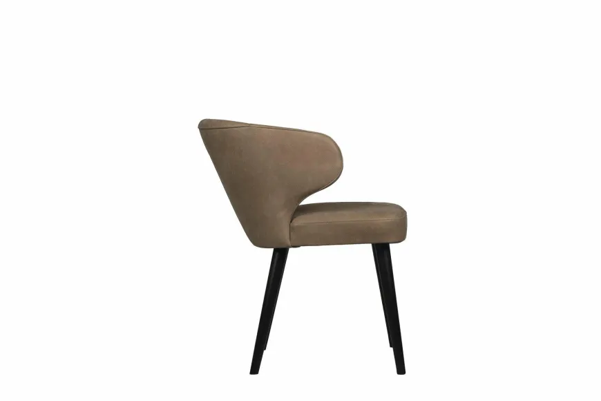 PTMD Eettafelstoel Fiori taupe terraleer met houten poten