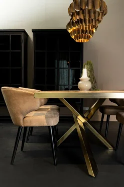 PTMD Eettafelstoel Fiori taupe terraleer met houten poten