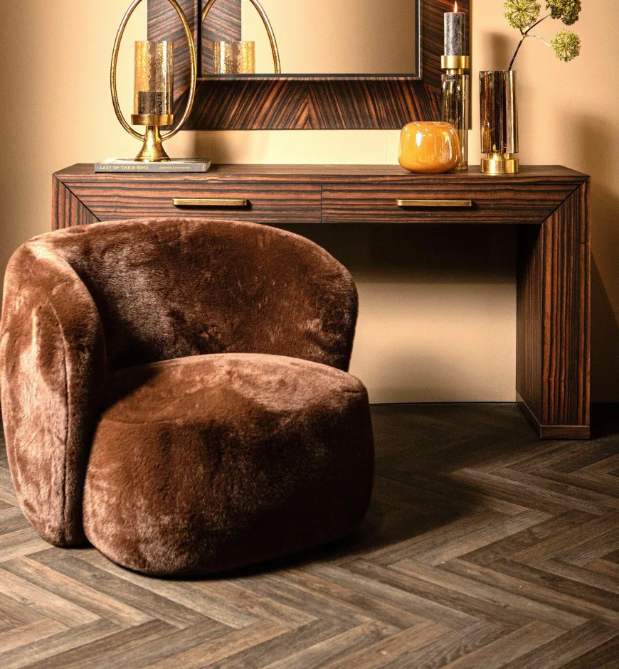 PTMD Fauteuil Aphrodite fur donkerbruin