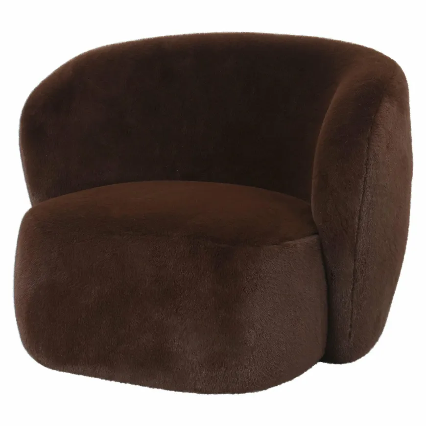 PTMD Fauteuil Aphrodite fur donkerbruin