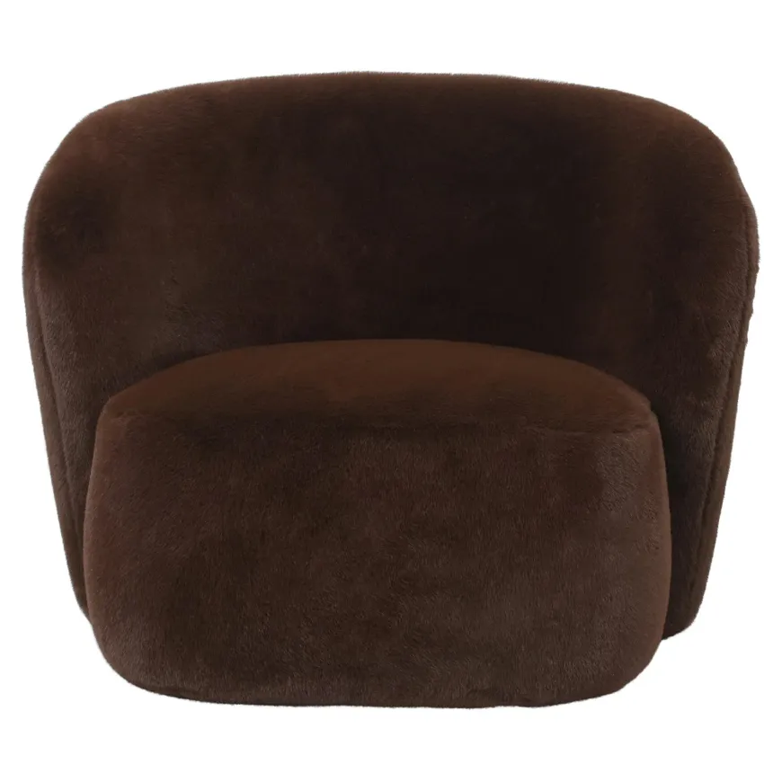 PTMD Fauteuil Aphrodite fur donkerbruin