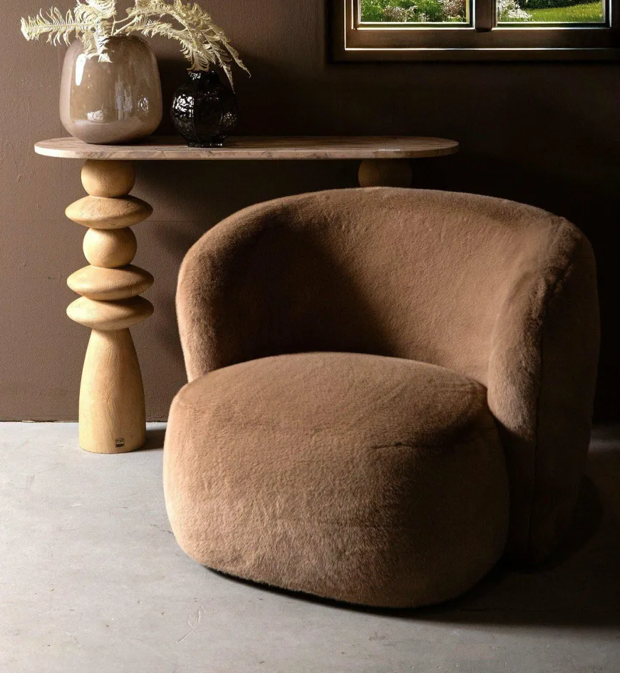PTMD Fauteuil Aphrodite fur mokka