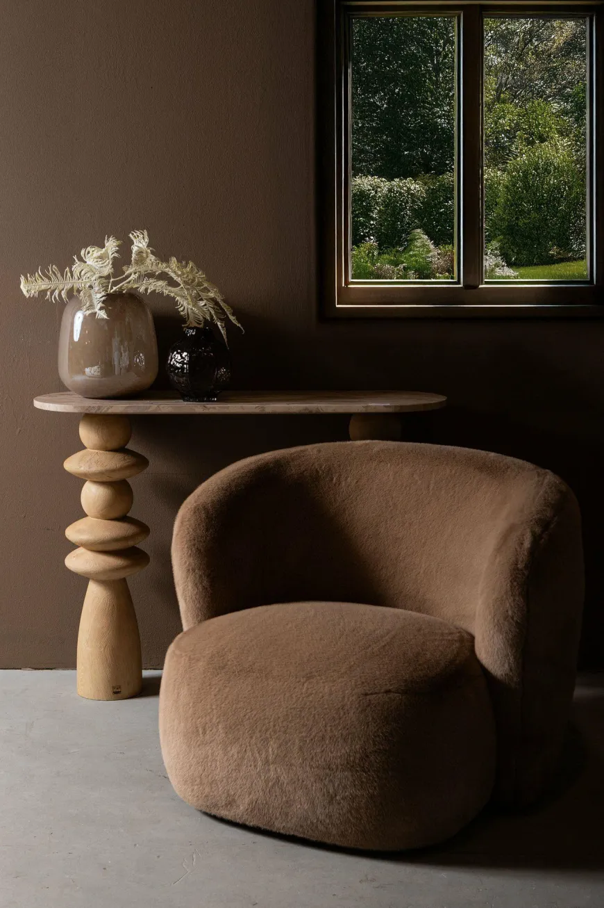 PTMD Fauteuil Aphrodite fur mokka