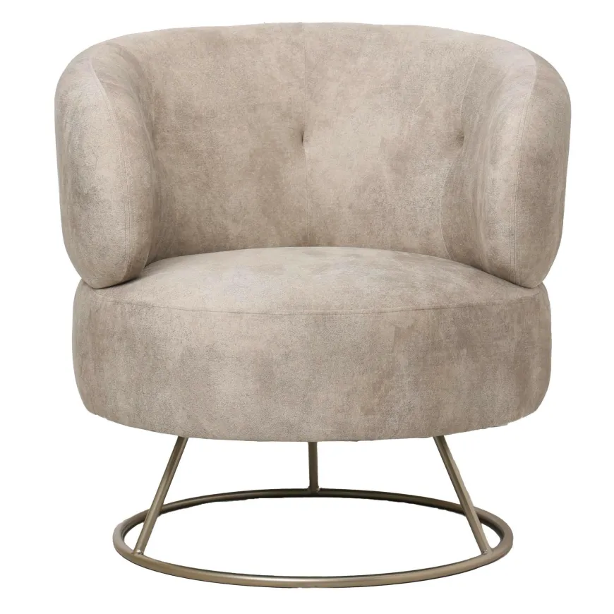 PTMD Fauteuil Carice Beige met gouden onderstel