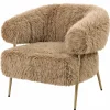 PTMD Fauteuil Hair bruin met gouden onderstel