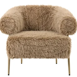 PTMD Fauteuil Hair bruin met gouden onderstel