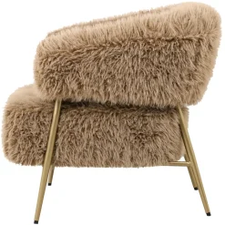 PTMD Fauteuil Hair bruin met gouden onderstel