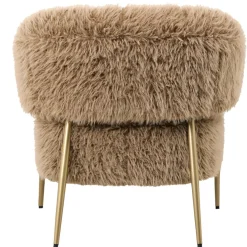 PTMD Fauteuil Hair bruin met gouden onderstel