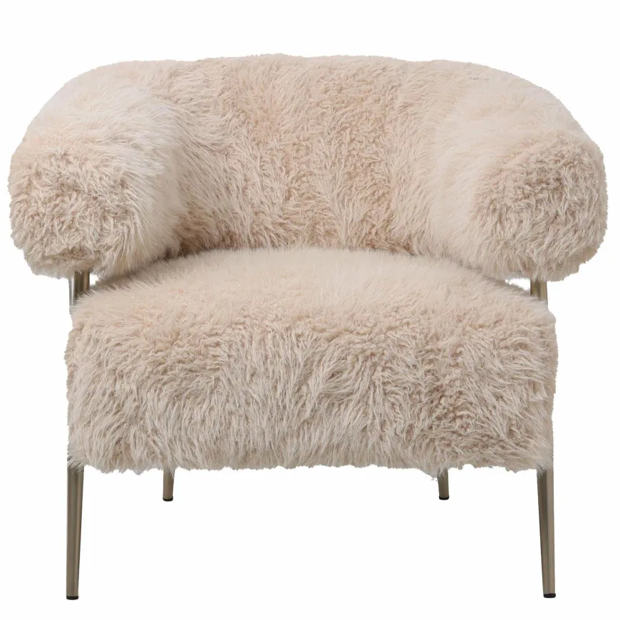 PTMD Fauteuil Hair Cream met champagne kleurige poten