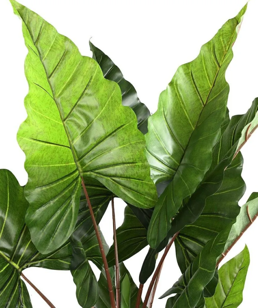 PTMD Kunstplant groen blad in zwarte pot - 170 cm hoog