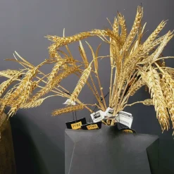 PTMD Kunsttak Leaves Plant gold metallic wheat spray