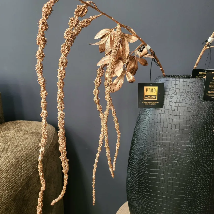 PTMD Kunsttak Twig Plant copper glitter amaranthus spray